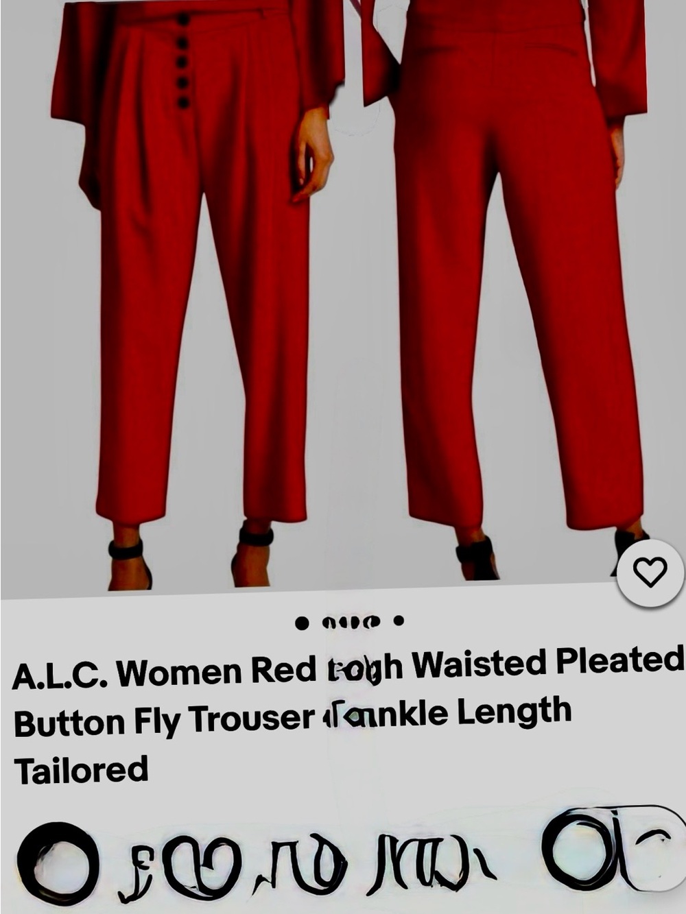 A.L.C. Red Ankle-Length Pleated Trousers
